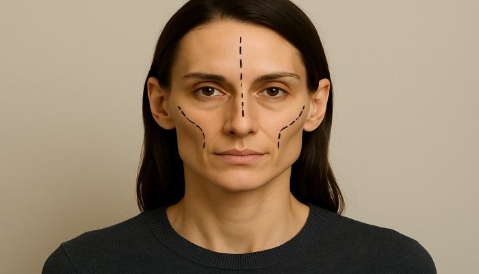 زنی با ساختار صورت استخوانی