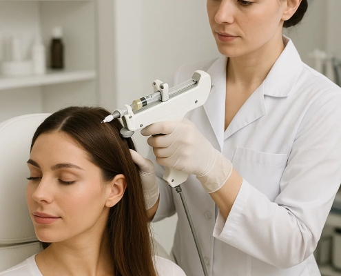 تصویر انجام مزوتراپی مو در کلینیک زیبایی