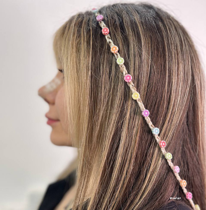 دیزاین مو با مهره ماندگاری یک ماه هم به صورت شاخه ای هم به صورت کف سری قابل اجرا است